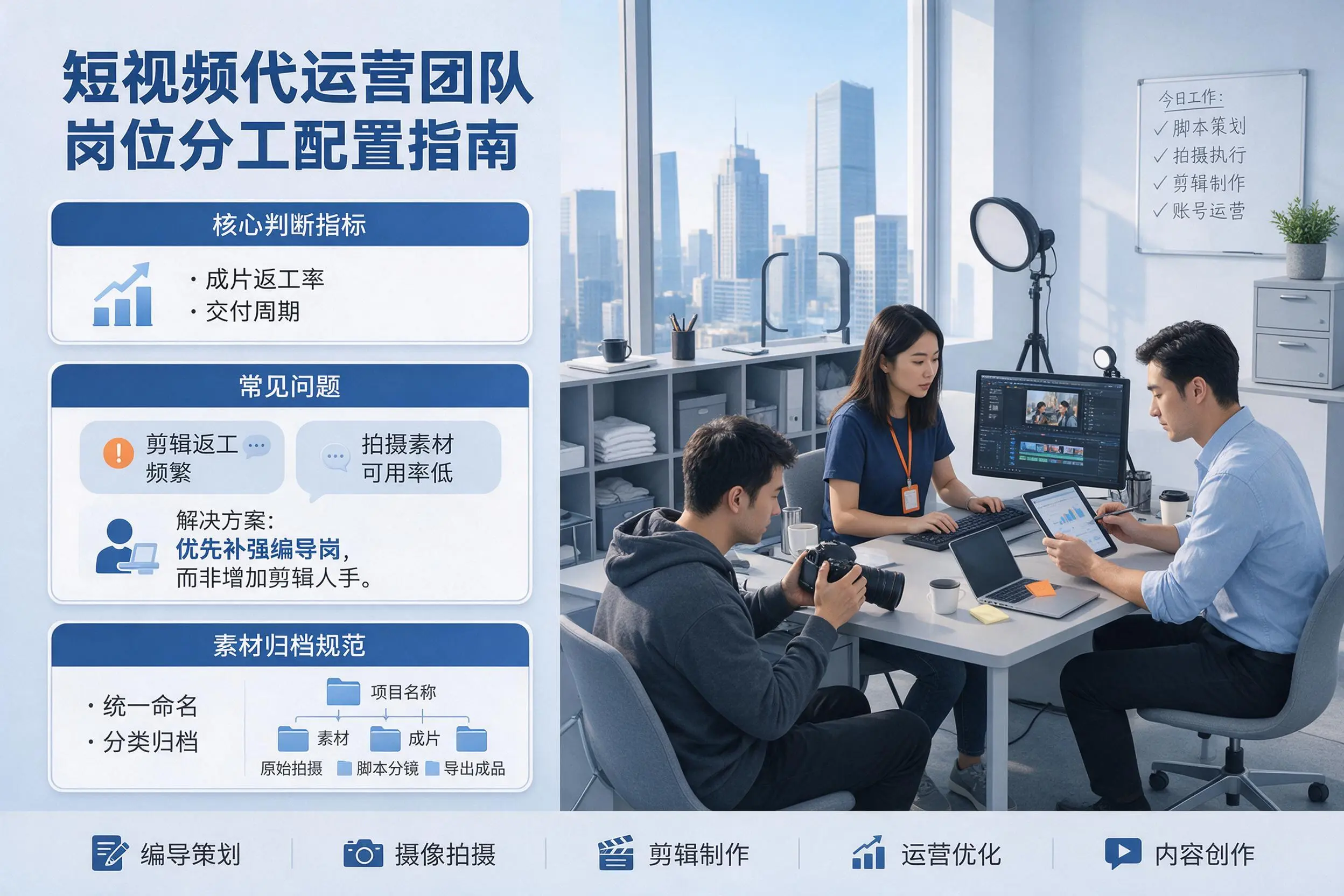 短视频代运营团队如何配置?日喀则企业岗位分工科普说明