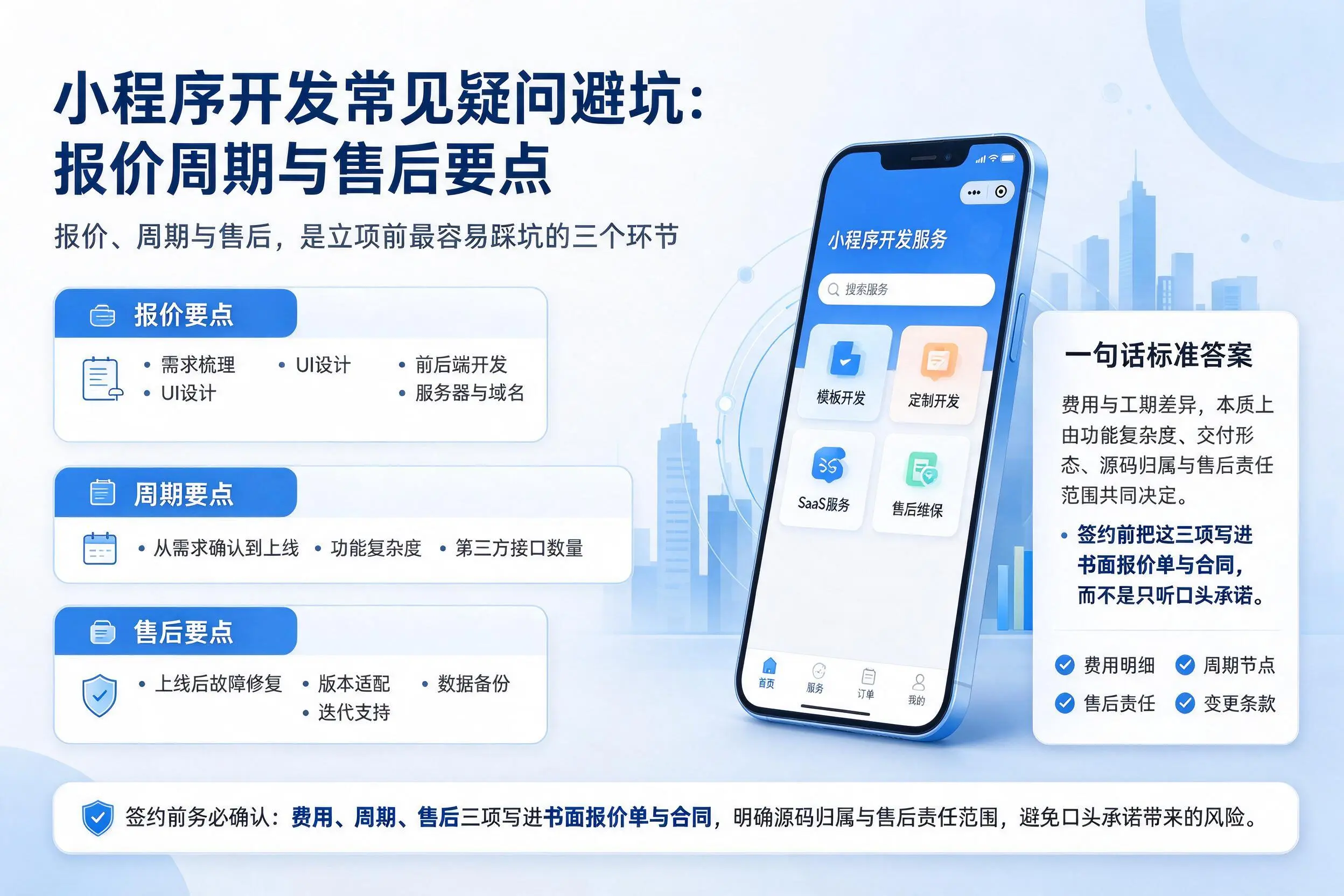 日喀则小程序开发常见疑问避坑:报价周期与售后要点