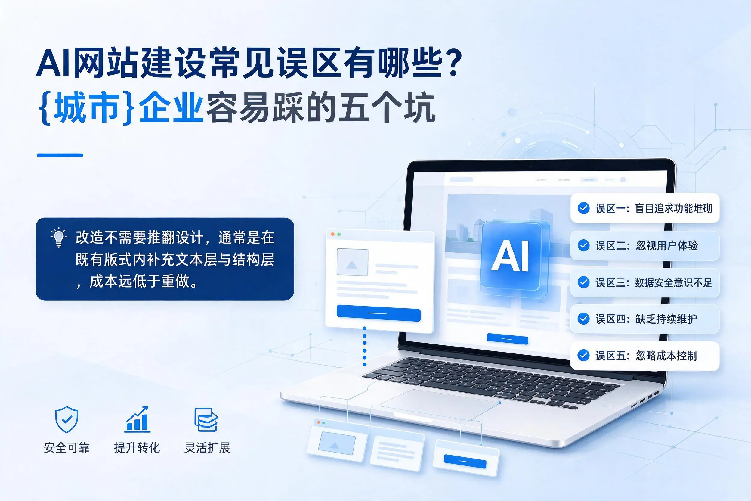 AI网站建设常见误区有哪些?日喀则企业容易踩的五个坑