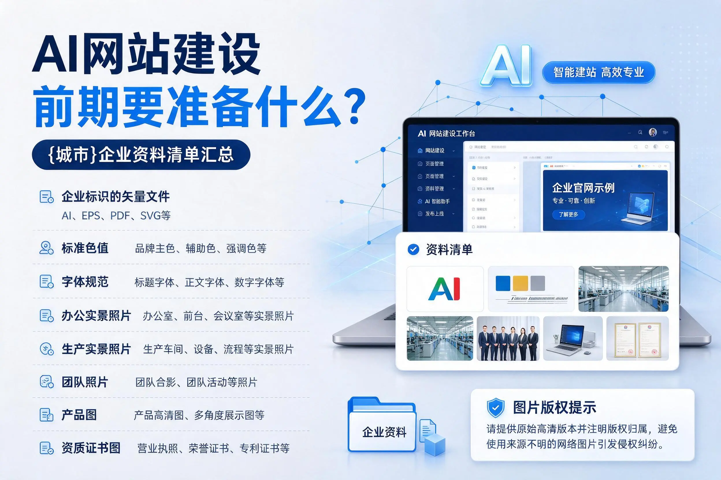 AI网站建设前期要准备什么?日喀则企业资料清单汇总
